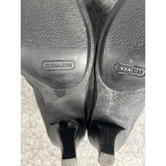 Coach Heels Womens Size 7 Black Mezzanine Foldover Leather Cone Heel Booties - Picture 11 of 11